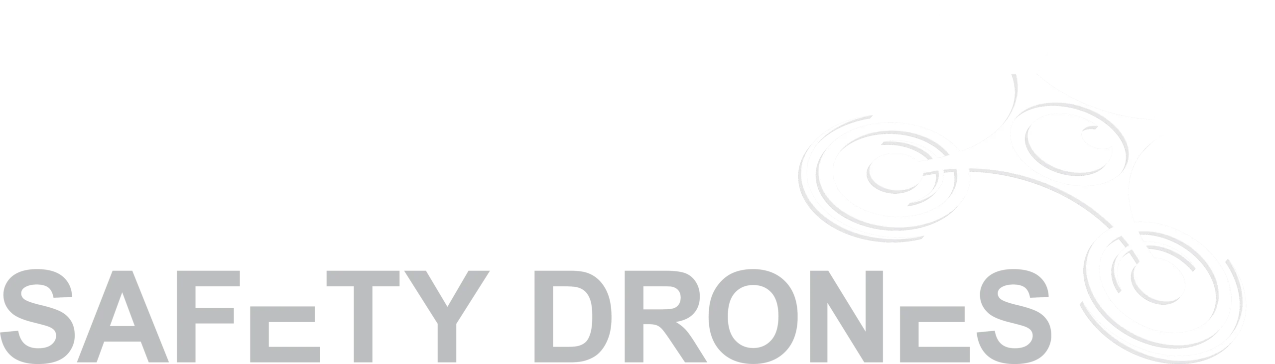 Logo en versión negativa de Safety Drones para fondos oscuros